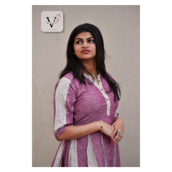 Pink Pleated Long Kurta