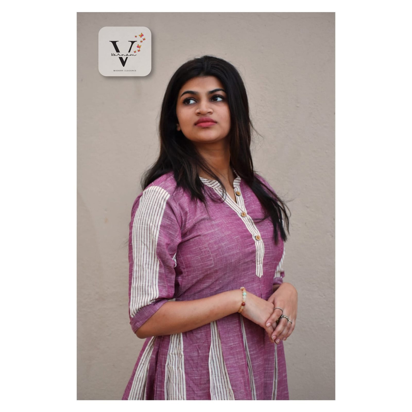 Pink Pleated Long Kurta