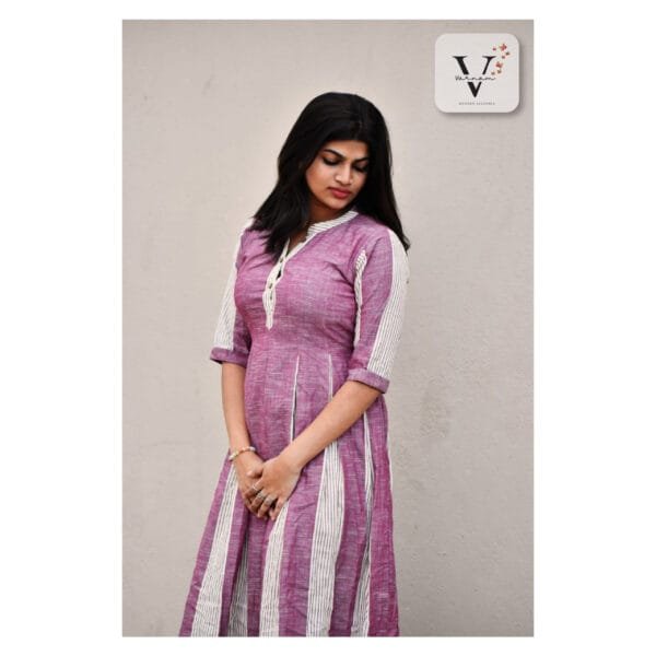 Pink Pleated Long Kurta