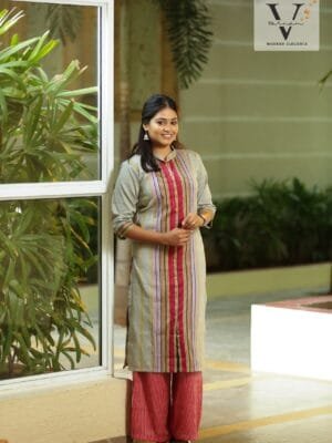Shirt type straight line kurti - 2073