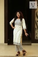 Light Yellow khadi Cotton Kurti Set - 3017