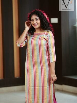 Keyhole neckline straight kurti - 3023