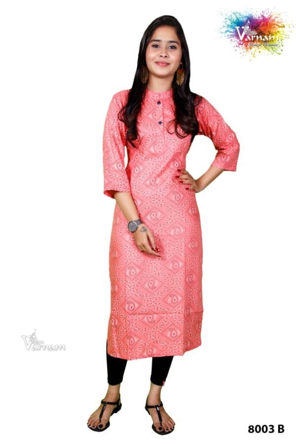 Peach Colored Straight Cut Kurta - 8003/B