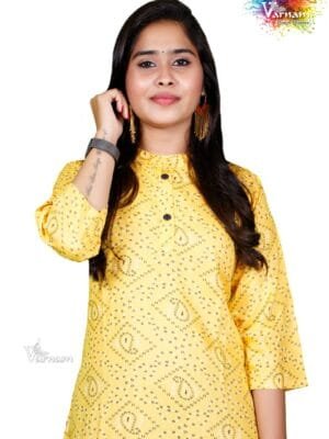 Yellow Colored Straight Cut Kurta - 8003/C