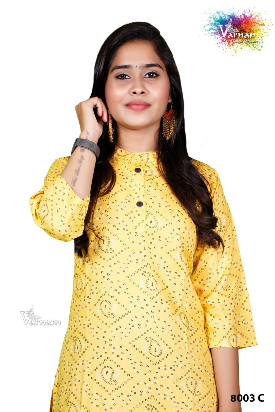 Yellow Colored Straight Cut Kurta - 8003/C