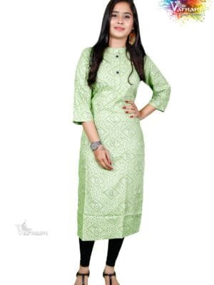 Green Colored  Straight Cut Kurta - 8003/A