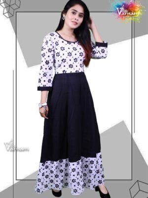 Black & White Anarkali Kurta - 2001