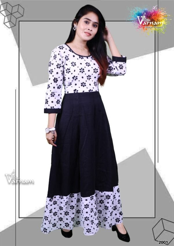 Black & White Anarkali Kurta - 2001
