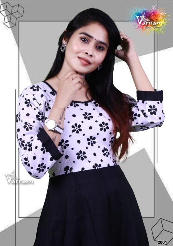 Black & White Anarkali Kurta - 2001