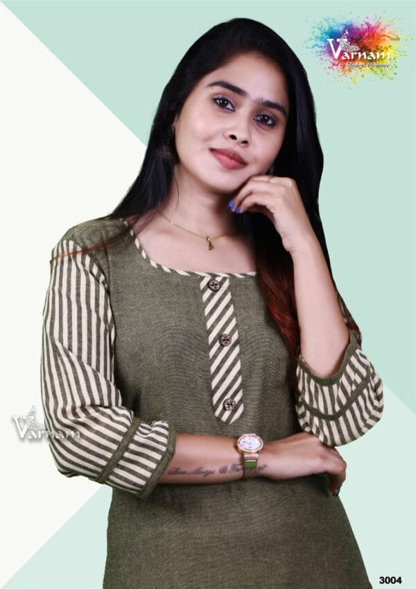 Dark Green Pure Cotton Kurti - 3004