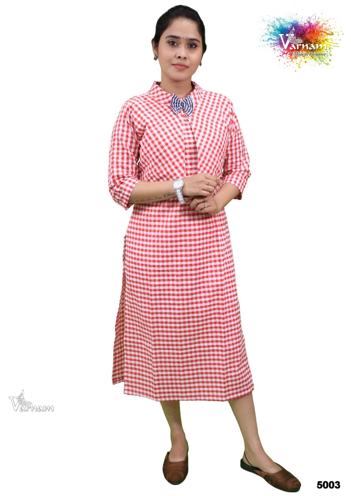 Pink Colored Sleeve Straight Cut Top - 5003