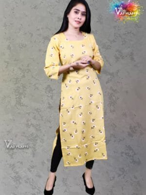 Yellow Colored Rayon Fabric - 4002/A