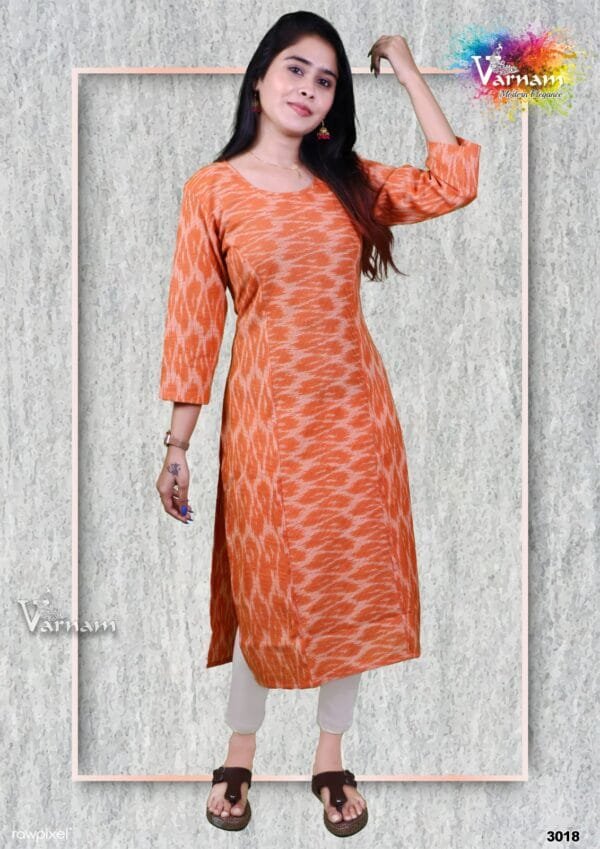 Orange IKKAT Cotton - 3018