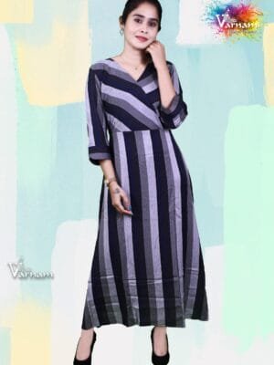 Mixed Stripped Long Kurta - 3021