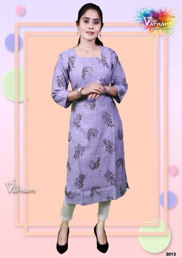 Purple Color Straight Cut Kurta - 3013