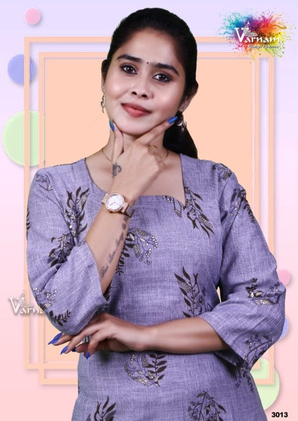 Purple Color Straight Cut Kurta - 3013