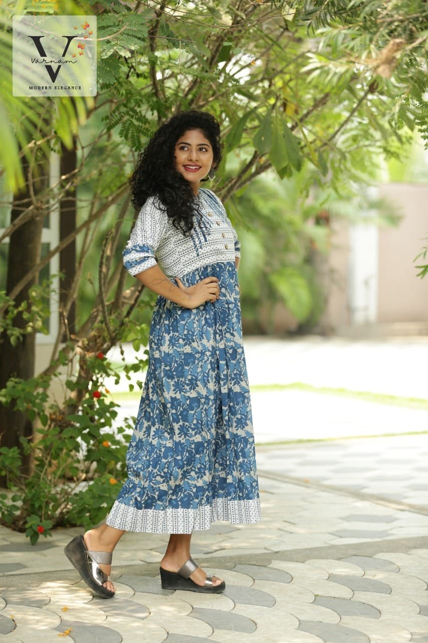 Floral printed half shirt Anarkali - 9005