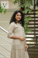 Light Chocolate colour half shirt Anarkali - 9006