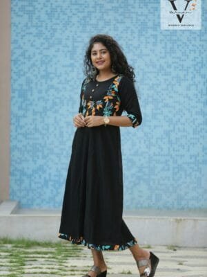 Floral Printed Nightshade Kurti - 5013