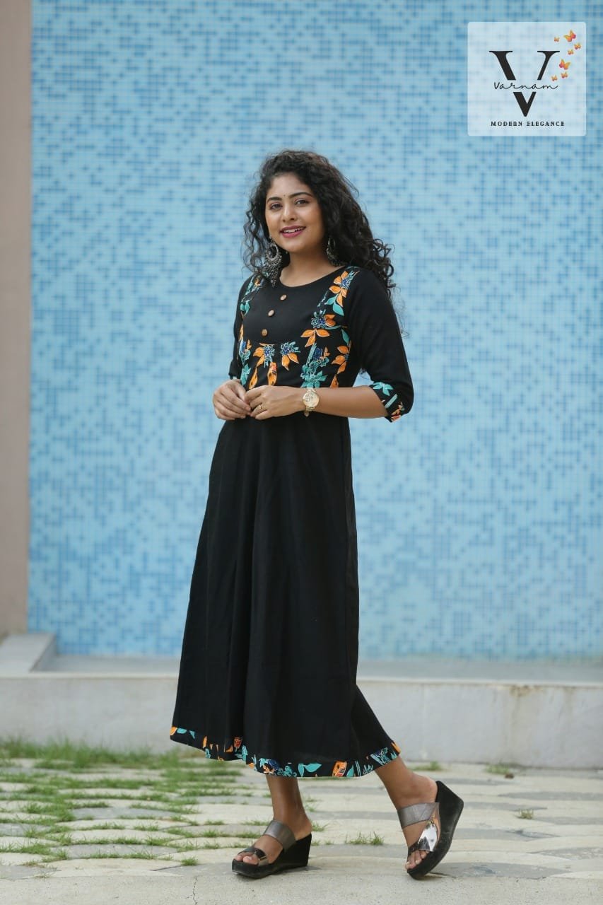 Floral Printed Nightshade Kurti - 5013