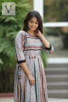 Yarn dyed round neck kurti - 5022