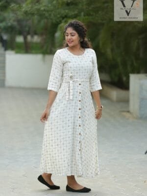 Yarn dyed A-line kurti - 2059