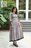 Yarn dyed round neck kurti - 5022