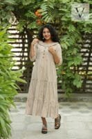 Light Chocolate colour half shirt Anarkali - 9006