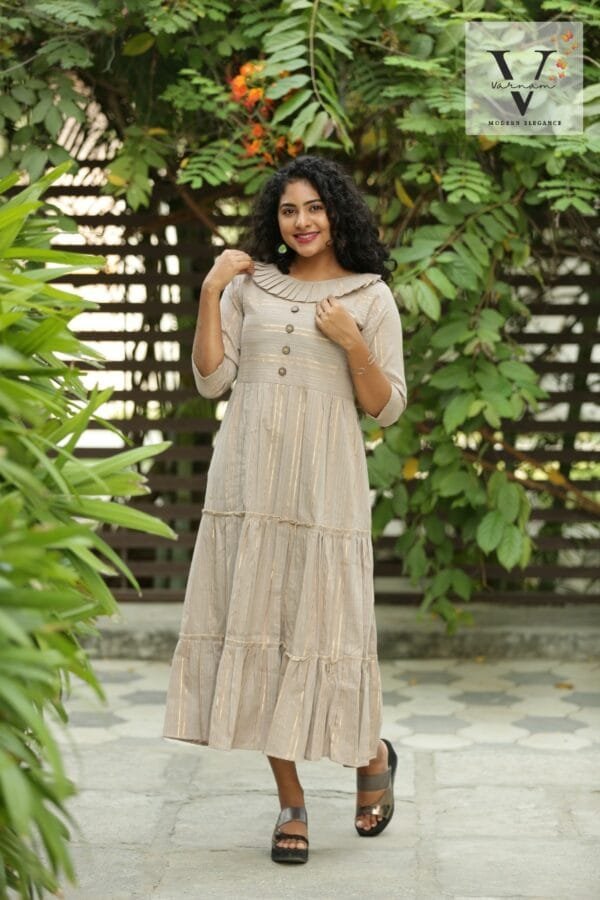 Light Chocolate colour half shirt Anarkali - 9006