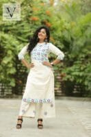 Khadi cotton printed straight line kurti with pant - 2004