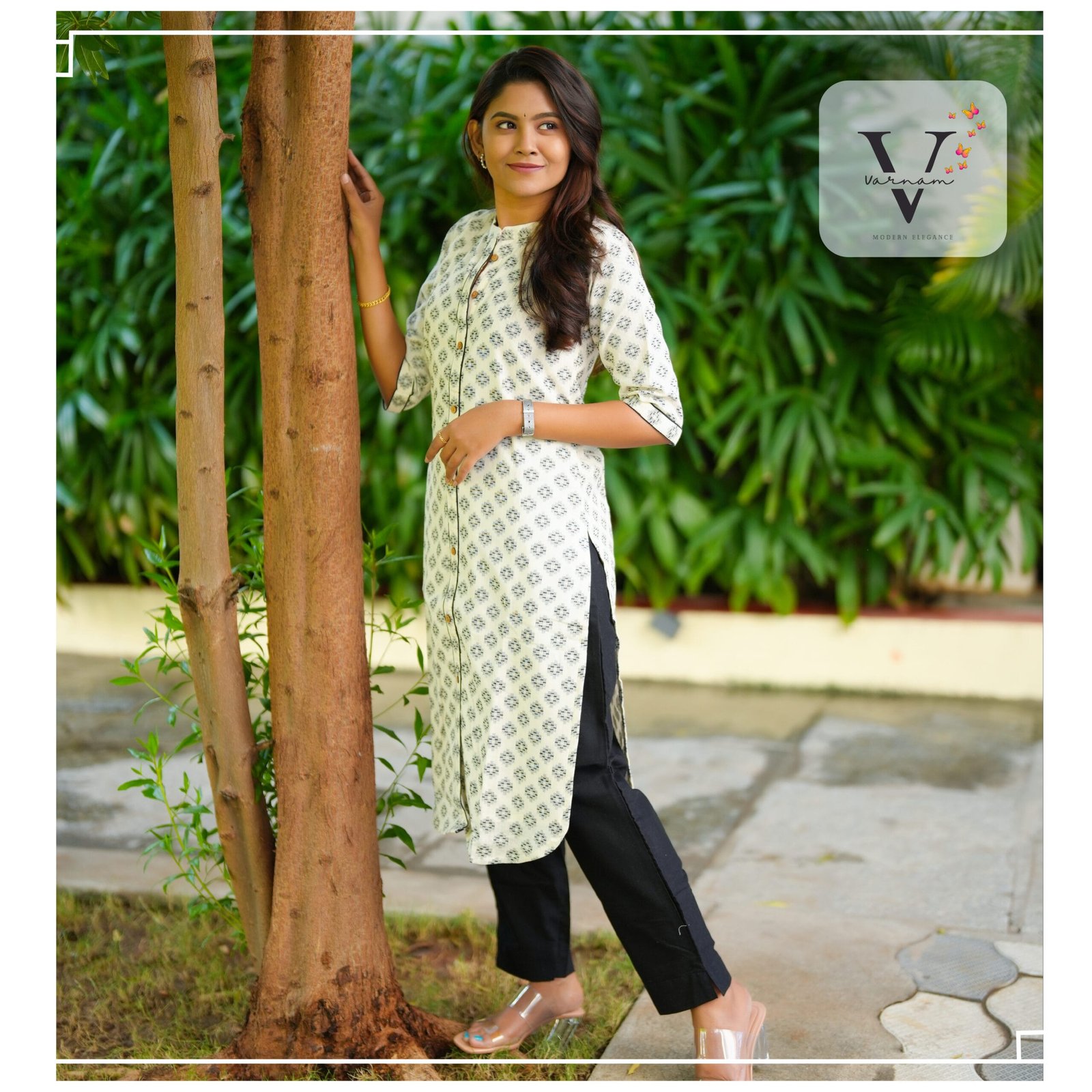 Jacquard Cotton Striaight Cut Kurti - 1006