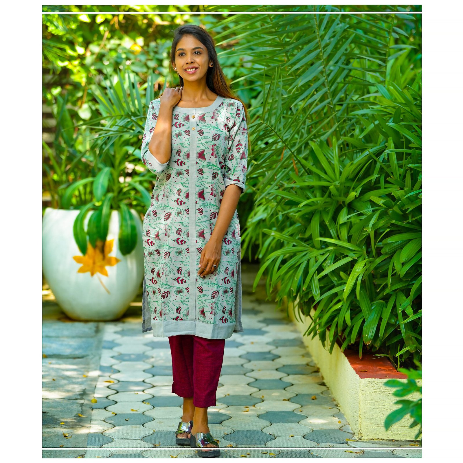 Over Printed Yarn dyed Cotton Fabric Straight Cut Kurta - 5502