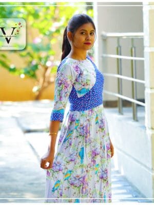 Viscose Satin Fabric - Long Pleated Kurta - 2524