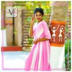 Pure Cotton Pink Striped ' V' neck Long Kurta - 5700