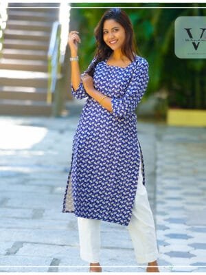 Simple Leaf design Cotton Kurti - 2504