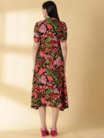 Black and Multi Colour Cotton Fabric - 4648