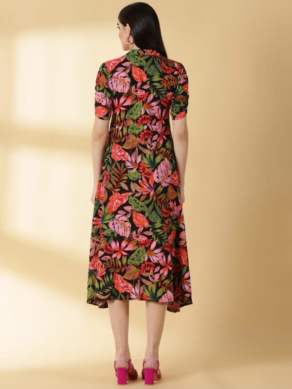 Black and Multi Colour Cotton Fabric - 4648