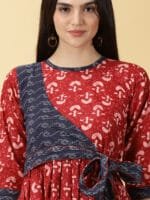 Cambric Cotton Red Kurti - 4646