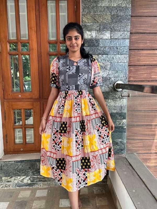 Black With Yellow Kalamkari Kurti - 4680