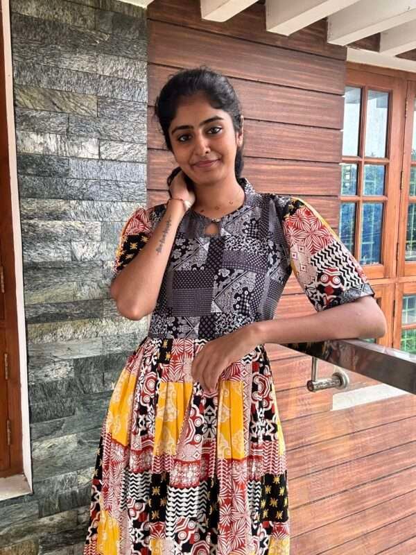 Black With Yellow Kalamkari Kurti - 4680