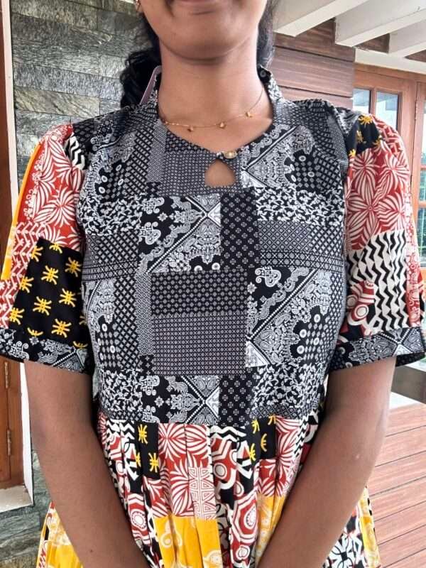 Black With Yellow Kalamkari Kurti - 4680