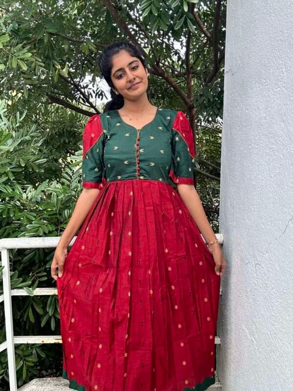 Green with Maroon Kurti - 4681