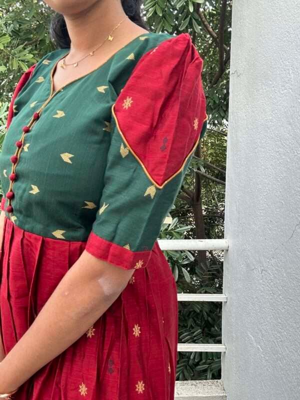 Green with Maroon Kurti - 4681