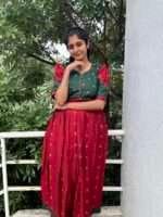 Green with Maroon Kurti - 4681