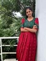 Green with Maroon Kurti - 4681