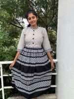 Gray Black Jacquard Cotton Kurti - 4682