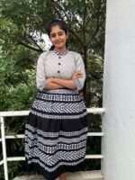 Gray Black Jacquard Cotton Kurti - 4682