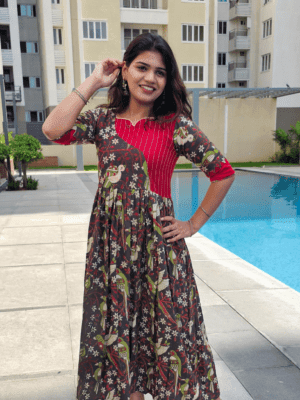 Kalamkari With Red Umbrella Kurti - 1P15