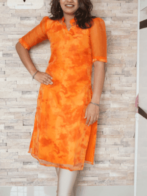 Orange Organza Modern Kurti - 1P06