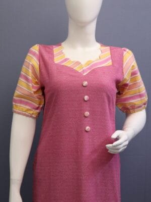 Pink jacquard  kurti - 2P01